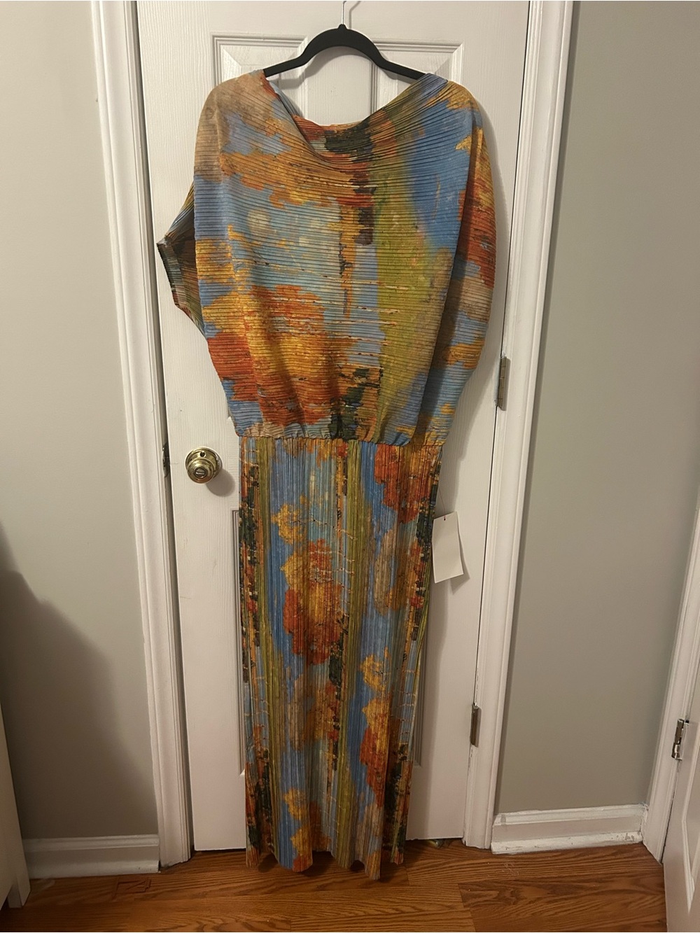 Never Fully Dressed Flowing Pleated Floral Maxi Dress - Blue & Multi